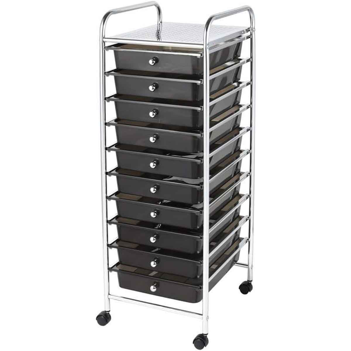 Home Treats Drawer Storage Trolley On Wheels - Black / 10