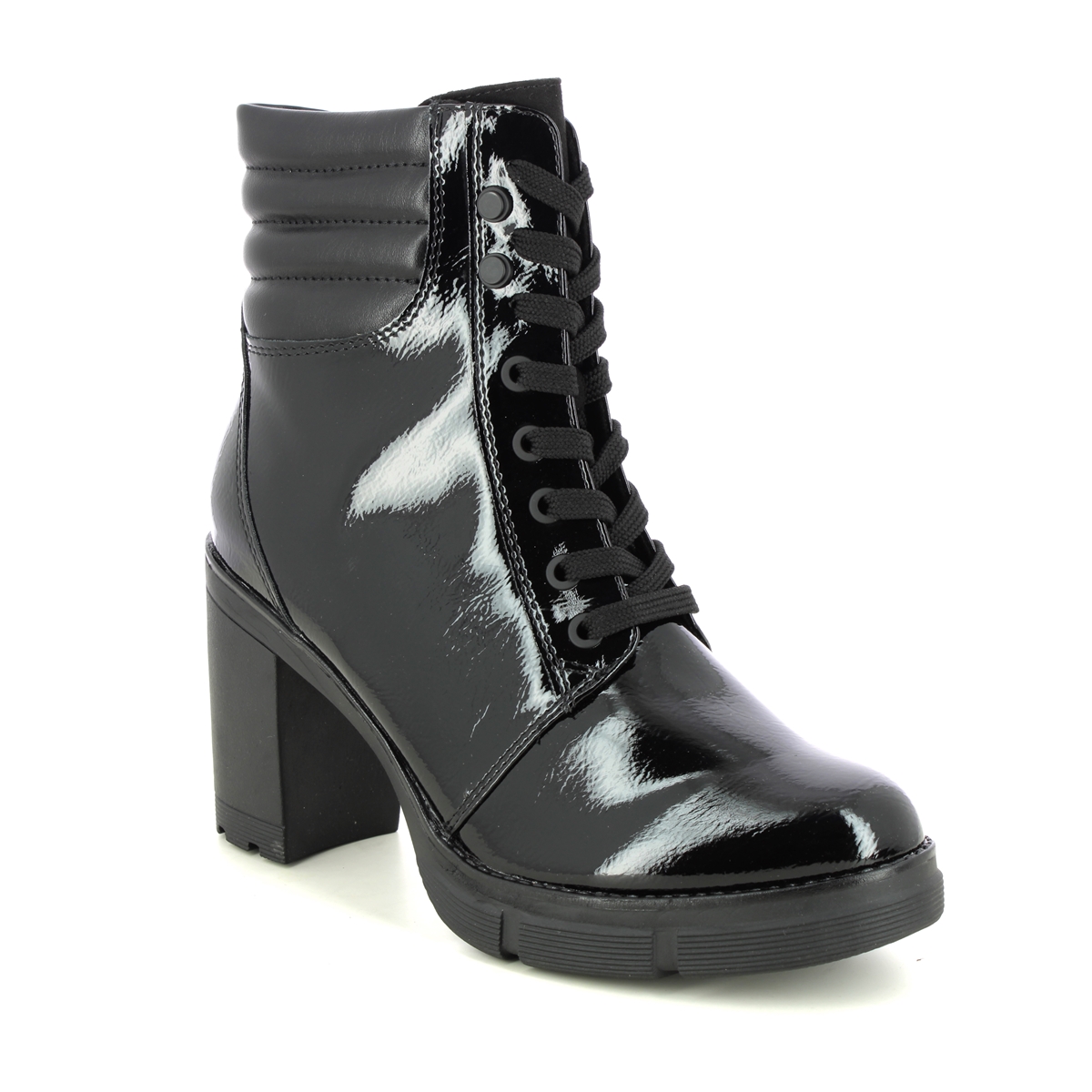 Marco Tozzi Saga Lace Black patent Womens Heeled Boots 25712-41-018 in a Plain Man-made in Size 40