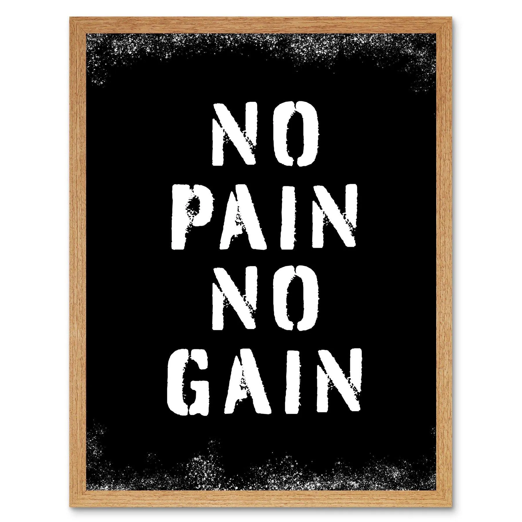 Artery8 Exercise Decor Inspiration No Pain No Gain Inspirational Gym Decor Wall Art Art Print Framed Poster Wall Decor 12x16 inch