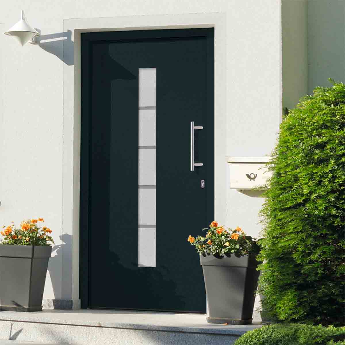 VidaXL Front Door Aluminium and PVC Anthracite 100x200 cm