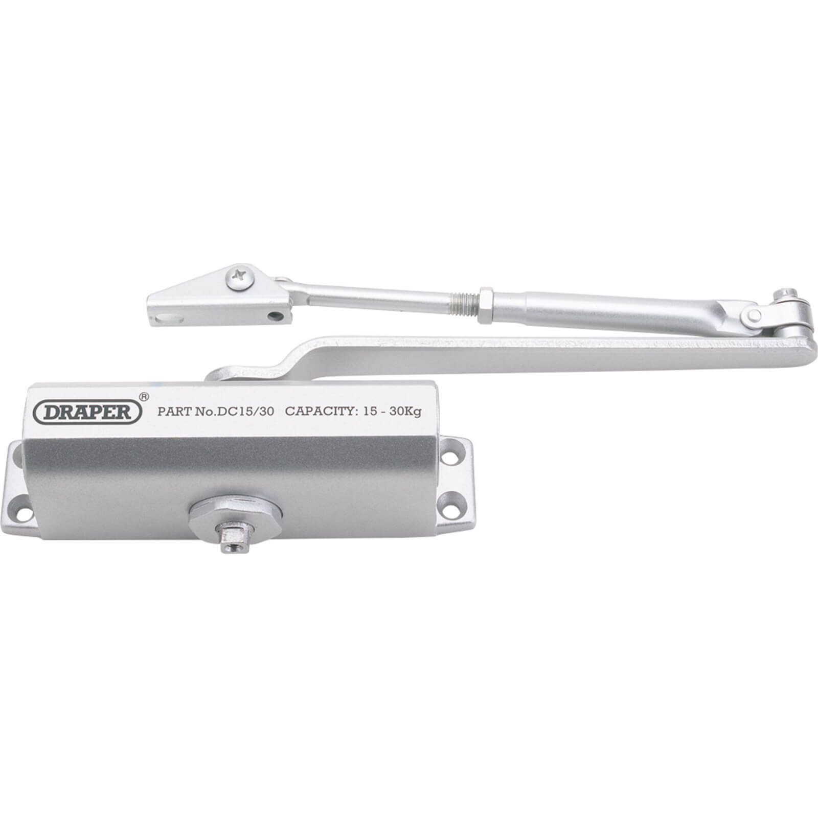 Draper Adjustable Automatic Door Closer For Doors Between 15Kg And 30Kg 62894