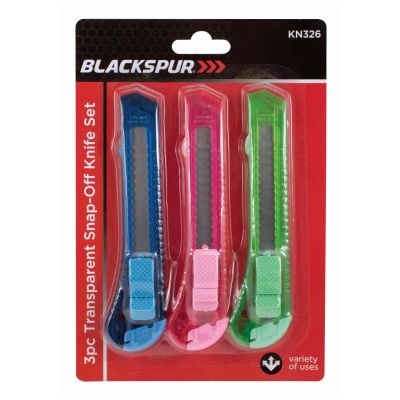 Blackspur 3Pc Transparent Snap-Off Knife Set