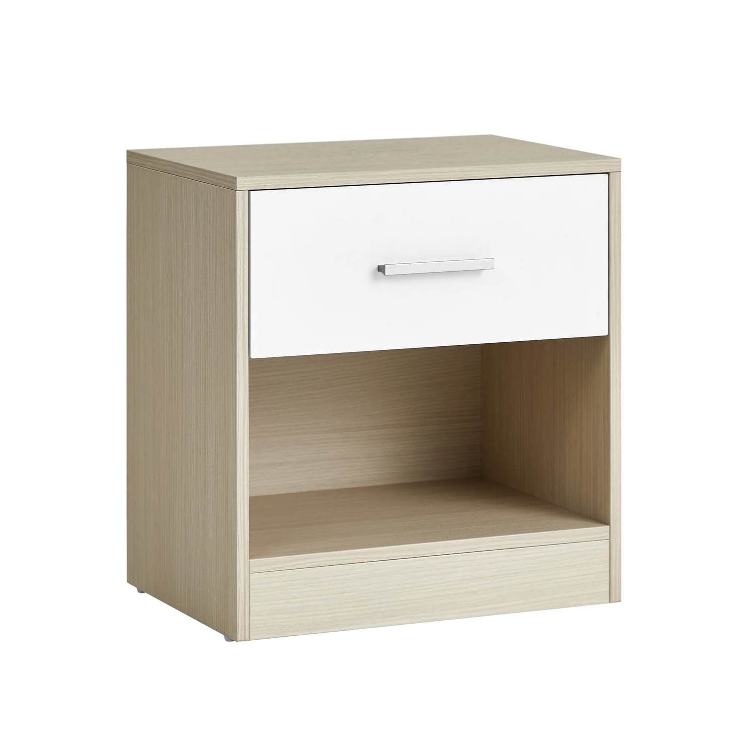 VASAGLE Side Table with Drawer and Handle, Natural Beige + Classic White
