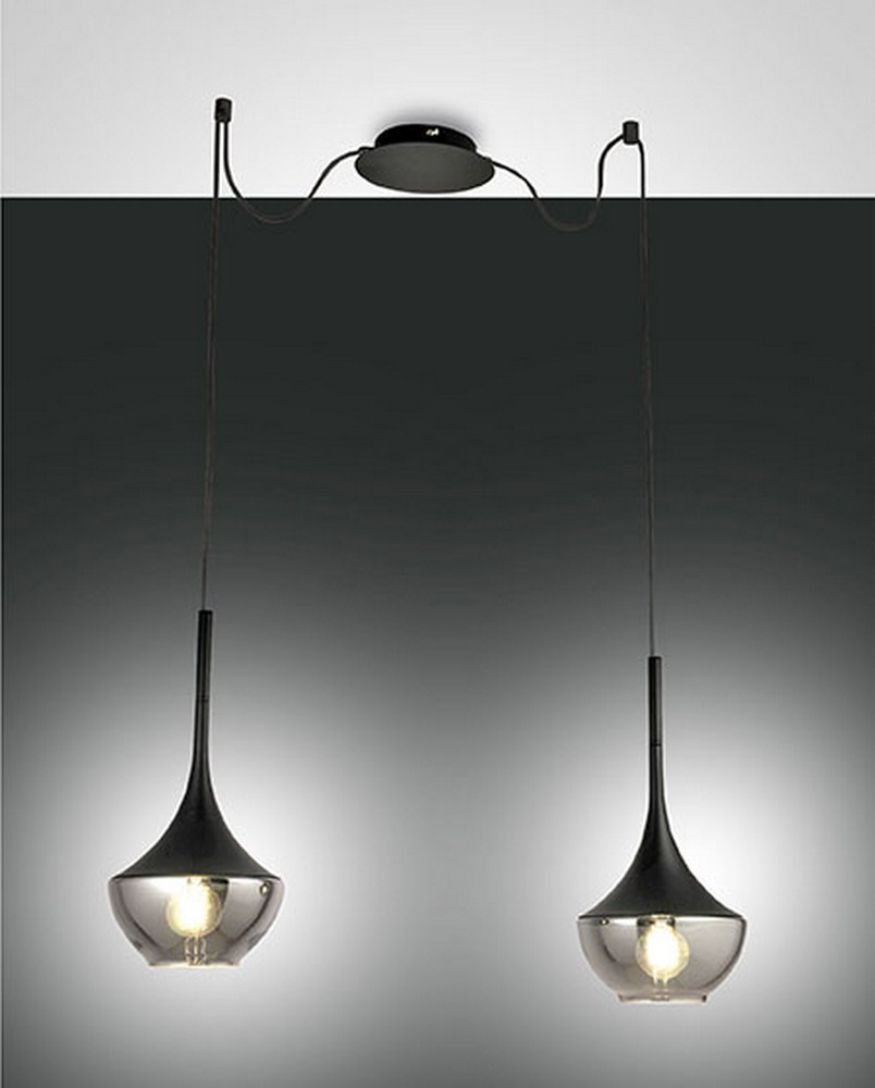Fabas Luce Lighting Apollo Dome Pendant Ceiling Lights Black Glass, E27