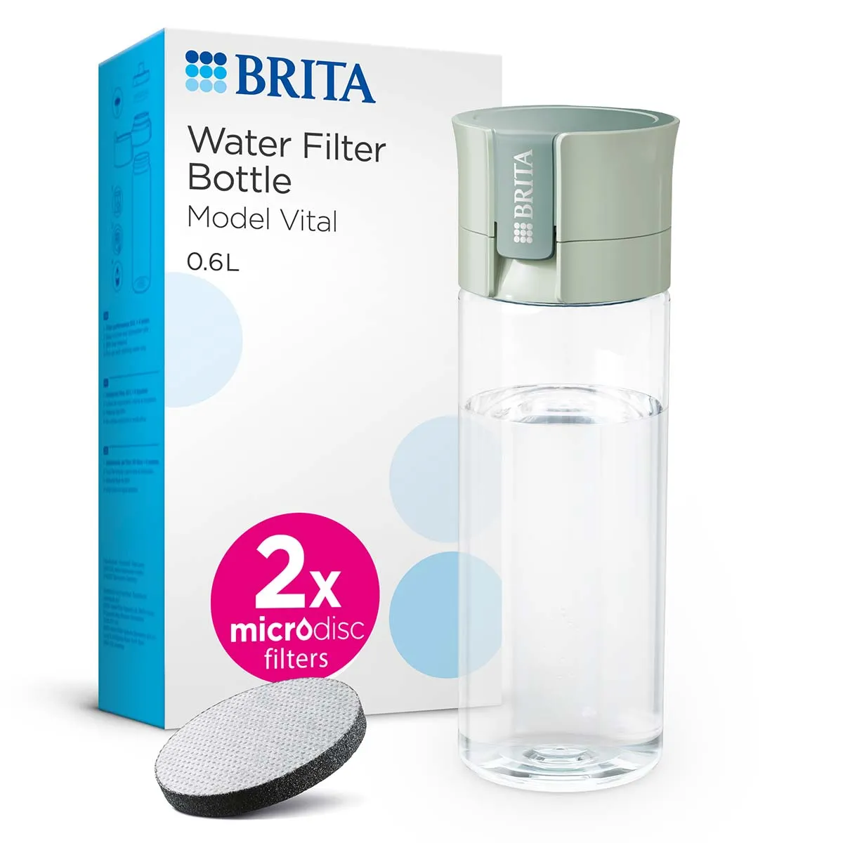 Brita Water Filter Bottle Model Vital 0.6l Light Green, None