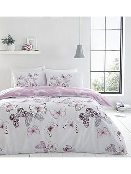 Catherine Lansfield 'Scatter Butterfly' Duvet Set|Size: King|purple