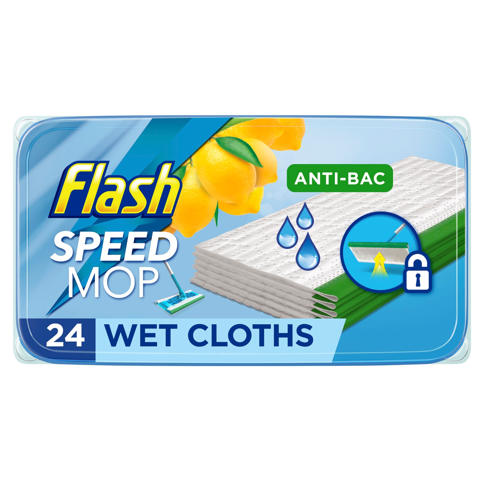 Flash Speedmop Anti-Bacterial Lemon Wet Cloths, 24 Refills