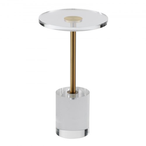  Clear Acrylic End Table, Acrylic Side Table with a Solid Base, 11.9 x 11.9 inch Round Tabletop, 21.4 inch High, for Coffee, Drink, Food, Snack u