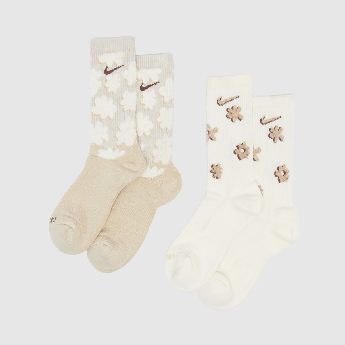 Nike Beige Everyday Crew Socks 2 Pack, Size: 8-11