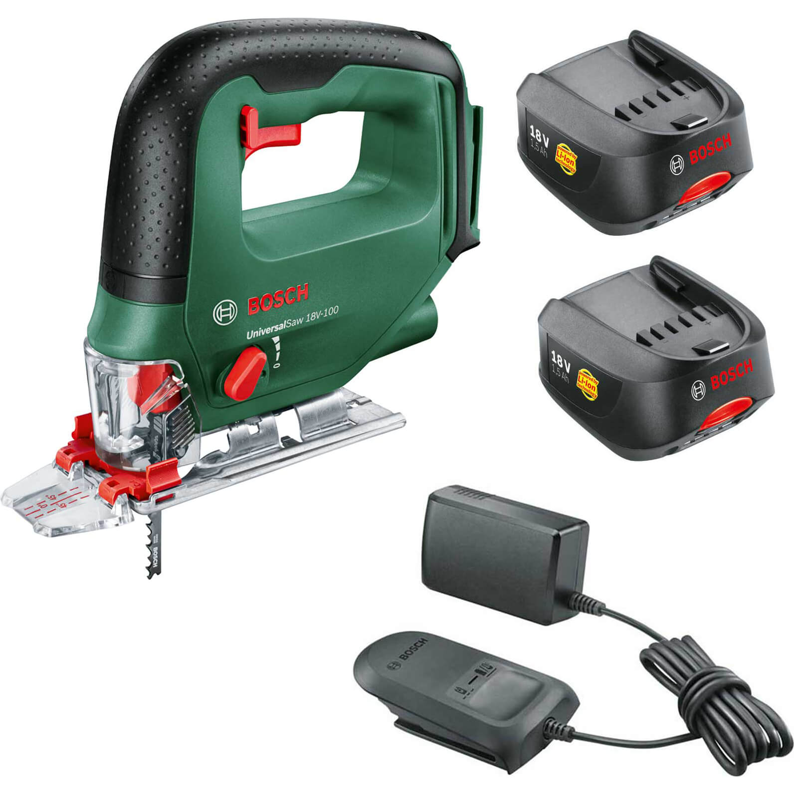 Bosch UNIVERSALSAW 18V-100 18v Cordless Jigsaw 2 x 1.5ah Li-ion Charger No Case