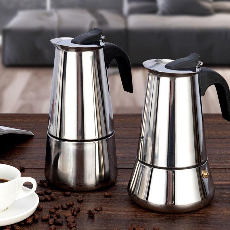 Weihexin Stainless Steel Coffee Maker Moka Pot Geyser Coffee Makers Coffee Pot Espresso Maker Brewer Latte Coffee Tools Percolator Stove 100ML