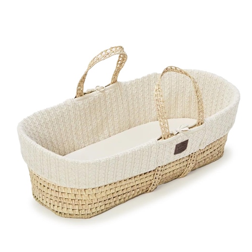 Little Green Sheep Knitted Moses Basket - Linen