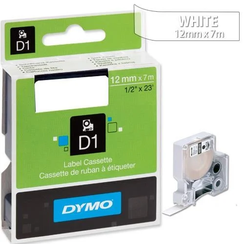 Dymo White on Clear Label Printer Tape, 7 m Length, 12 mm Width