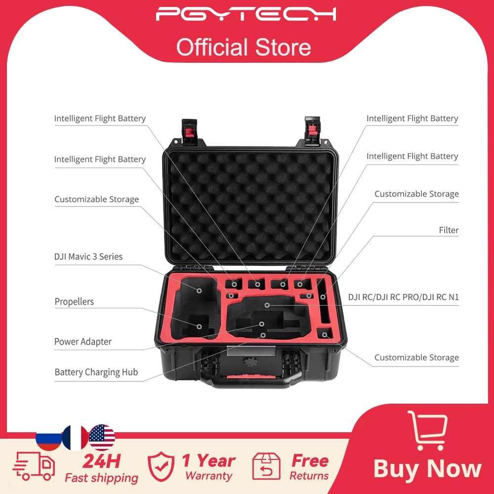 PGYTECH Hard-shell Carrying Case Ip67 Shockproof Waterproof Suitcase For Dji Mavic 3 Series/mavic 3