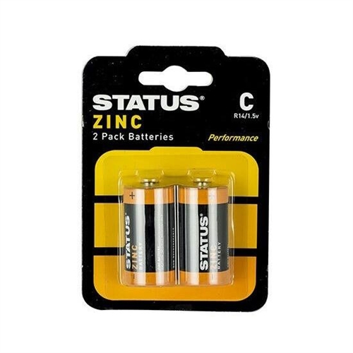Status C Cell Zinc Batteries - 2 Pack