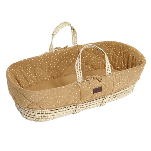 The Little Green Sheep Little Green Sheep Quilted, Rice Print Moses Basket - Honey