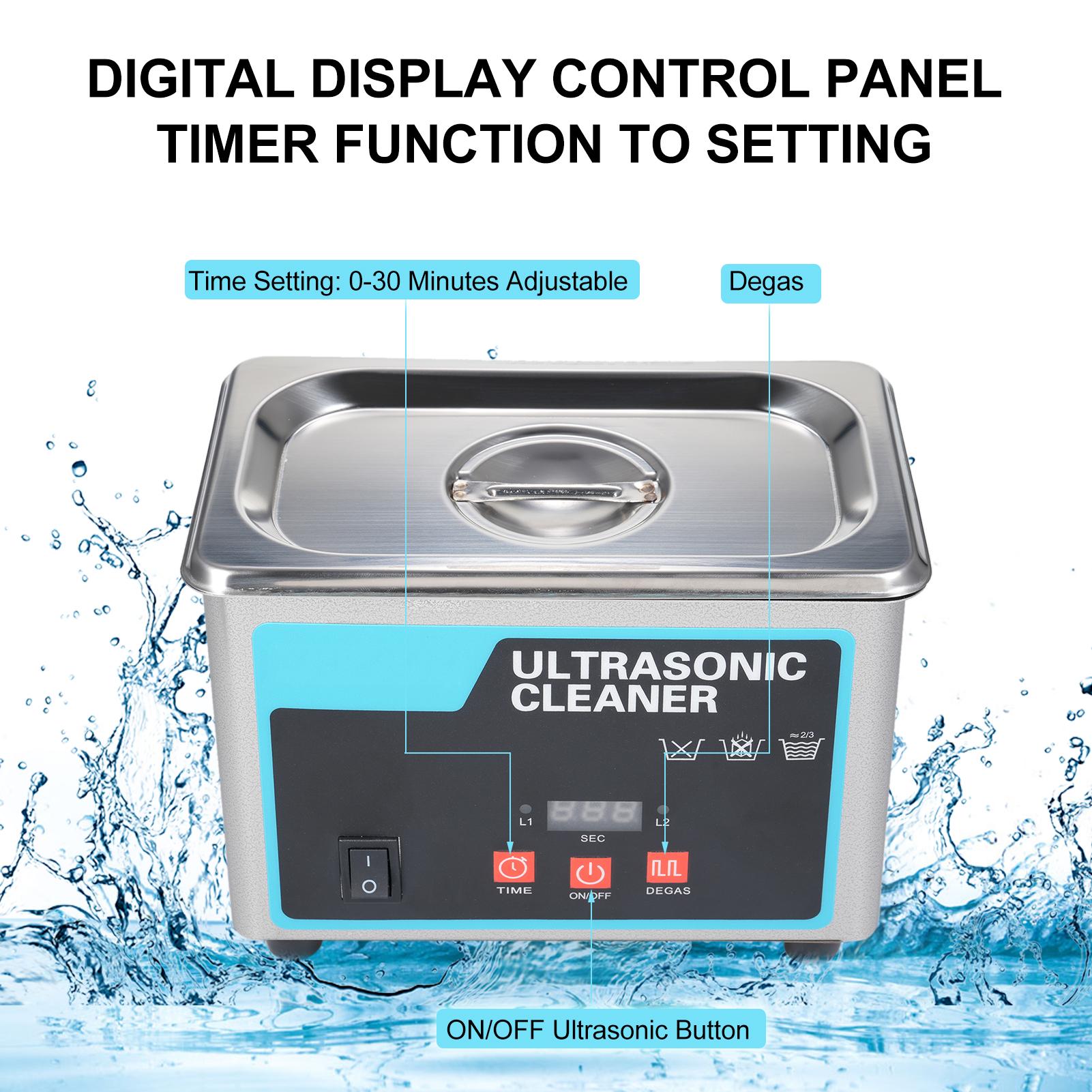 TOMTOP JMS 0.8L Ultrasonic Jewelry Cleaner Professional Cleaner Machine with Cleaning Basket for Jewelry US Plug silver