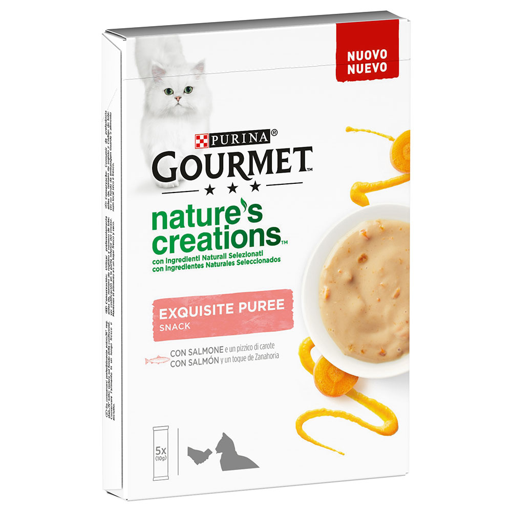 Gourmet 5 x 10 gr Gourmet Nature's Creations Puree Cremoso para Gatos con Salmón