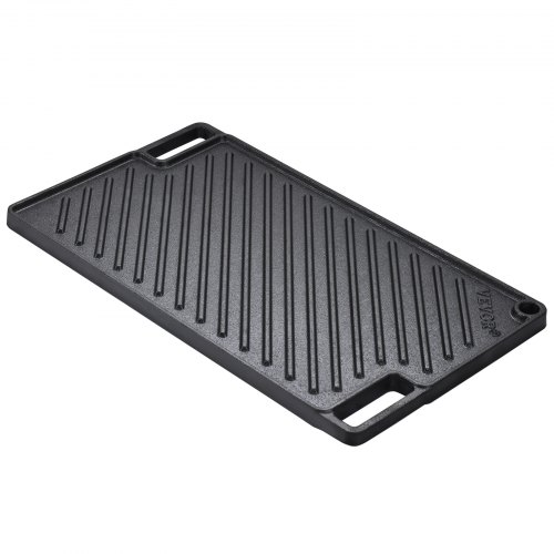  Reversible Grill/Griddle, 9.7"x16.7" Pre-Seasoned Cast Iron Griddle, Rectangular Double Burner Griddle Pan, Non-Stick Family Pan Cookware with H