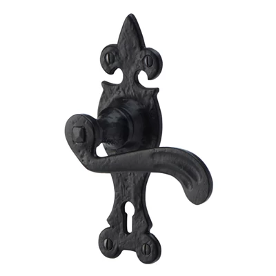 Colours Lunca Matt Black Steel Scroll Lock Door Handle (L)119mm