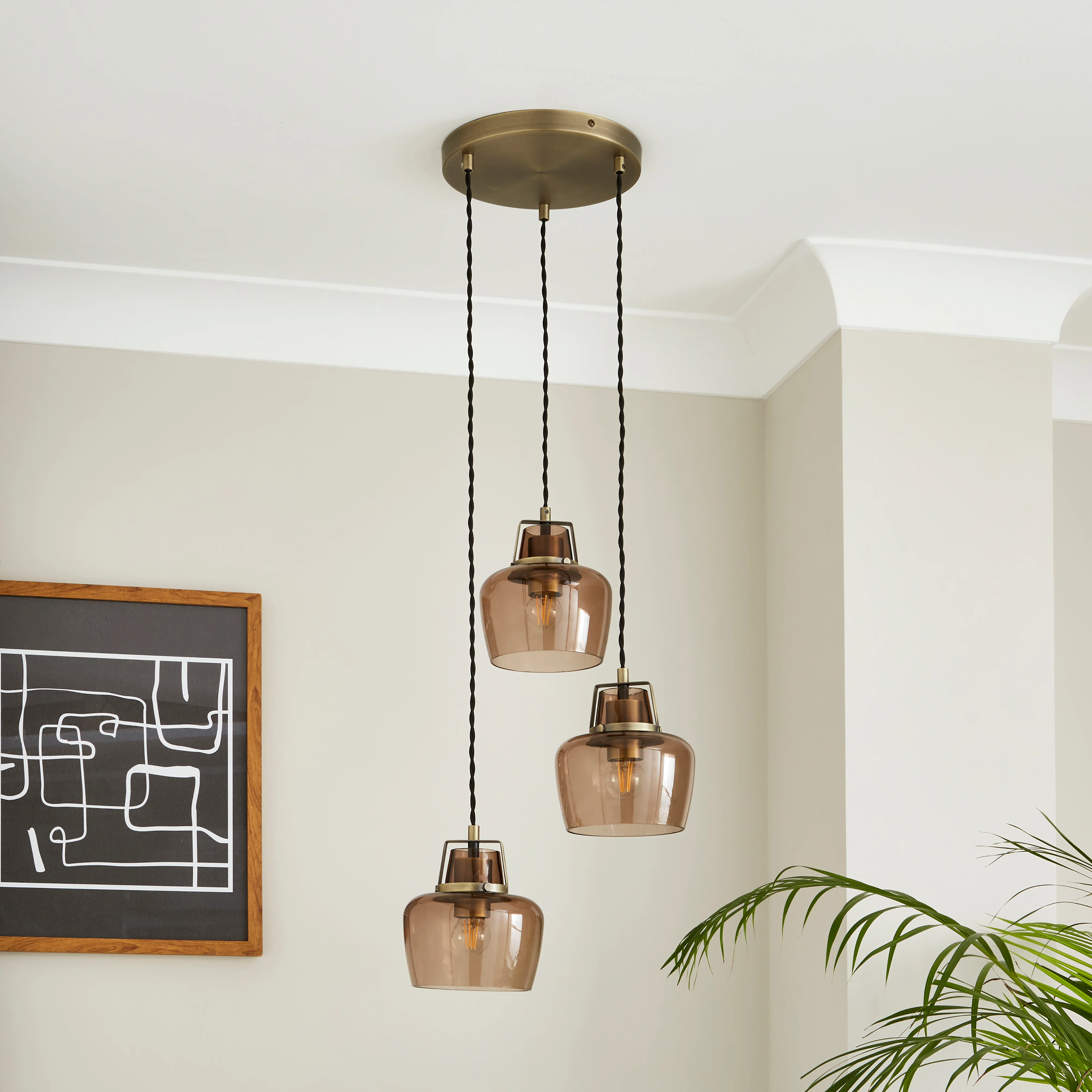 Dunelm Auburn 3 Light Cluster Ceiling Light Multicoloured