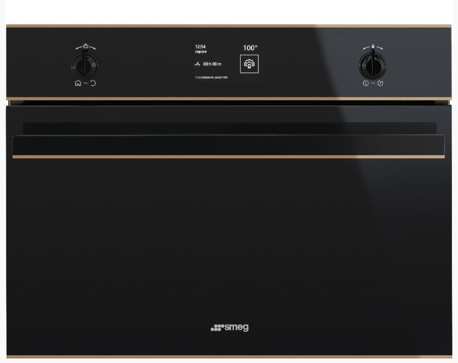 Sf4603vcnr 60cm Black Glass With Copper Trim Dolce Stil Novo Compact Combi Steam Oven