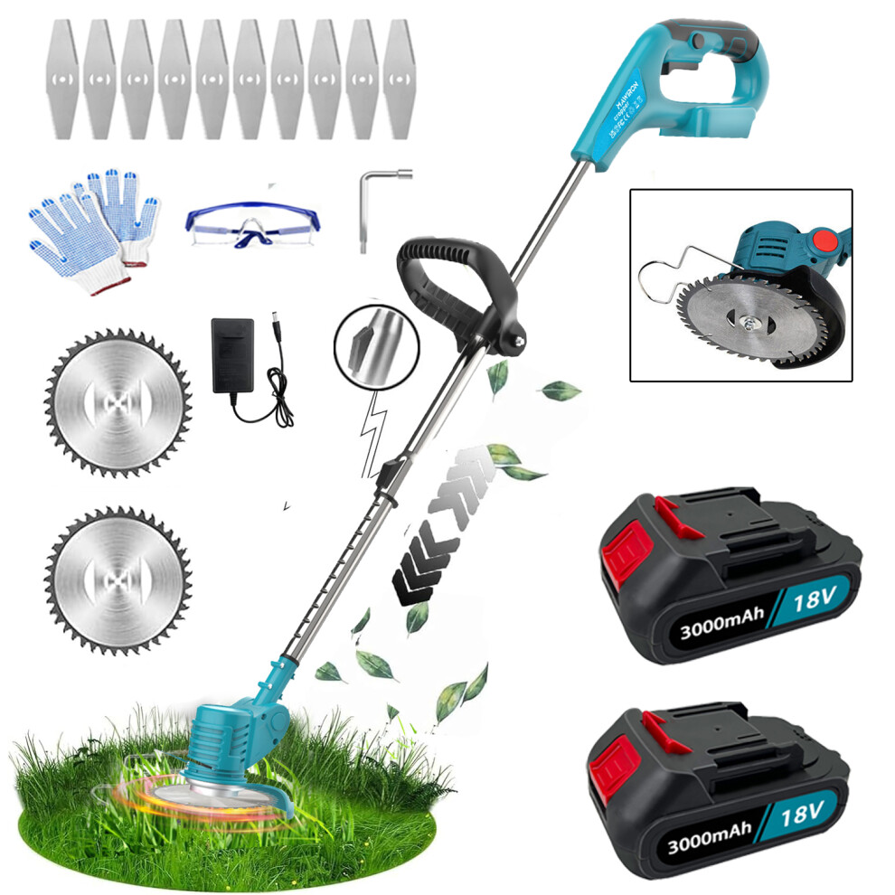 TEETOK Cordless Strimmer Grass Trimmer Cutter+2Batter+Charger-MakitaCompatible