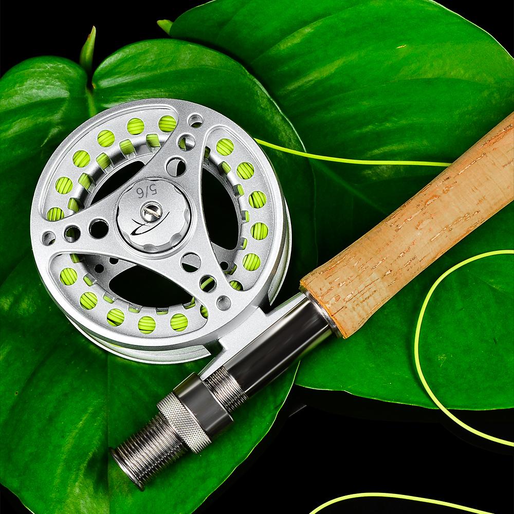 TOMTOP JMS Full Metal Fly Fishing Reel Aluminum Alloy Body Reel with CNC Machined 3/4 5/6 7/8 Fishing Fly Reel 44624 black