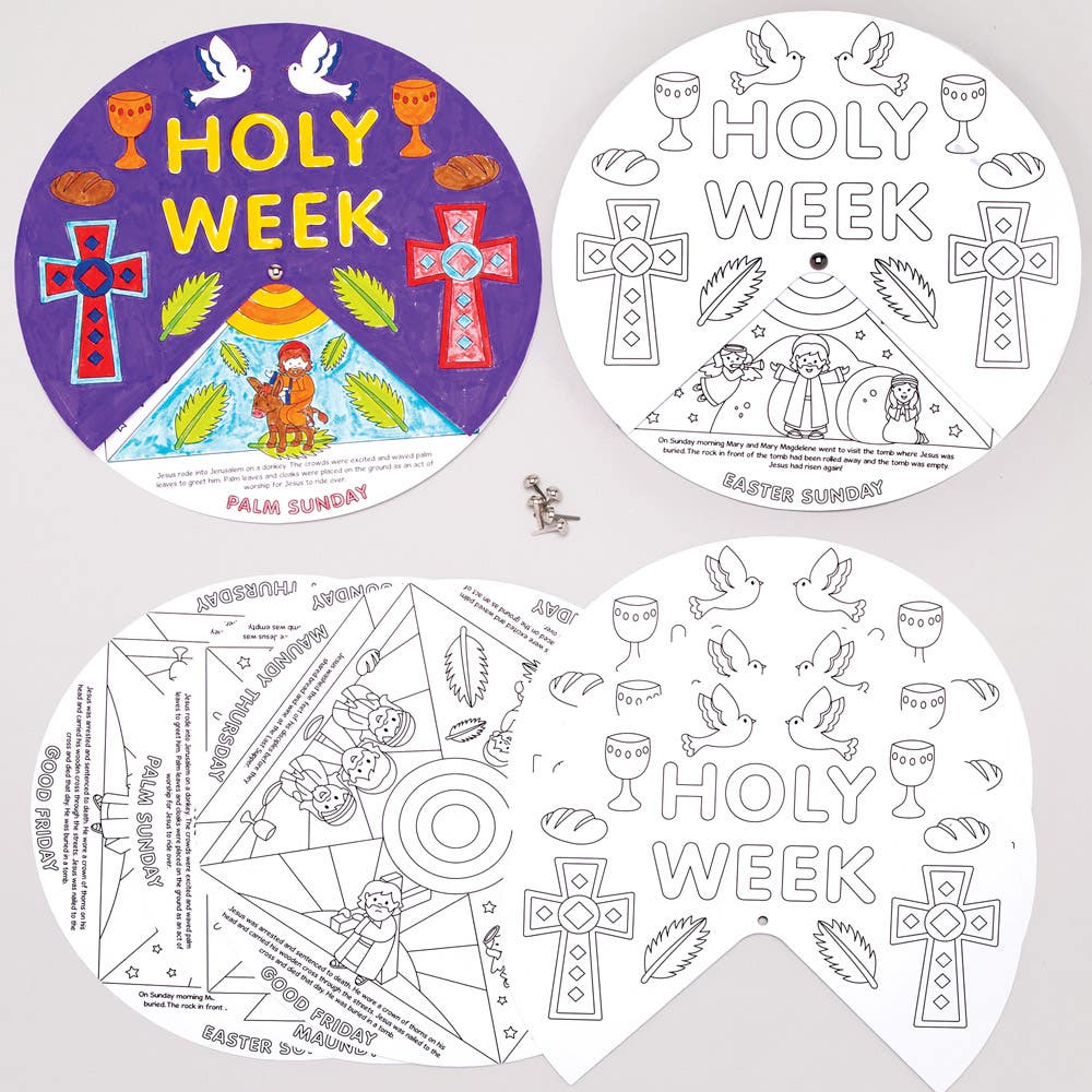 Baker Ross Holy Week Colour-in Story Wheel Kits (Pack of 5)