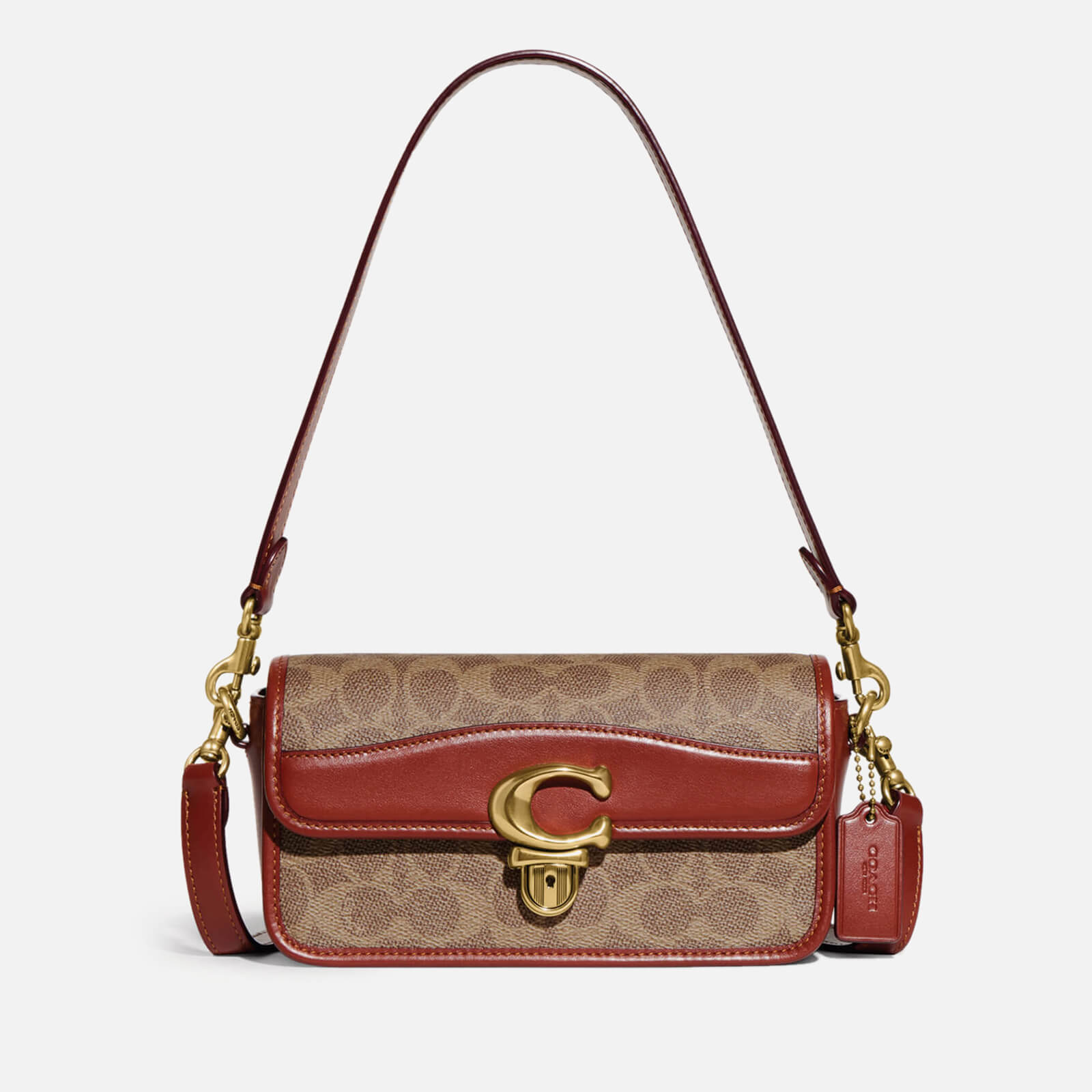  Women's Coated Canvas Signature Studio Baguette Bag - B4/Tan Rust