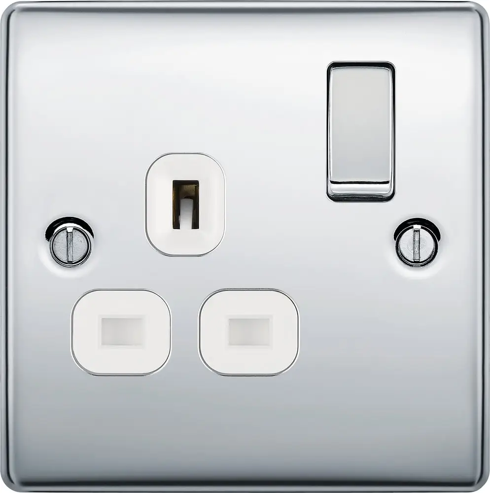 BG ELECTRICAL Decorative NPC21W-01 Switched Power Socket - Silver