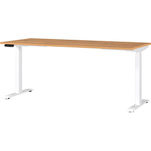 Germania Height-Adjustable Desk - Oak and White, none