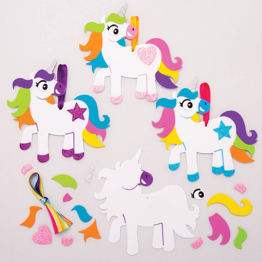 Baker Ross Unicorn Craft Kits - 6 Mix & Match Hanging Unicorn Decorations. Unicorn Arts and Crafts. Size 11.5cm.
