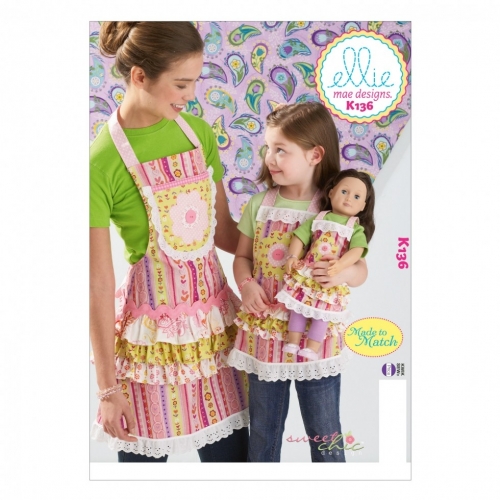 Kwik Sew Woman\'s/Girls\'/Dolls\' Aprons Sewing Patterns K0136 - One Size