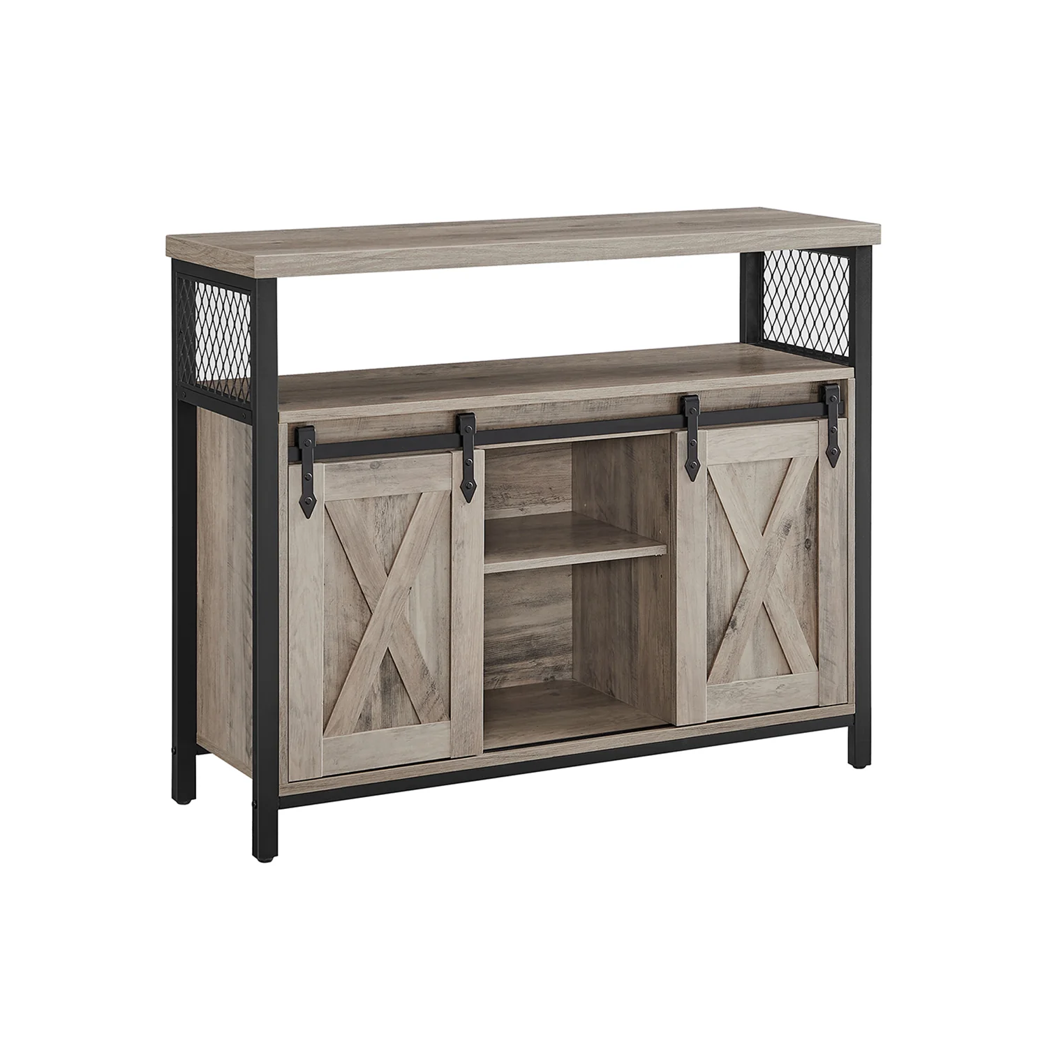 VASAGLE Industrial Dining Sideboard, Greige + Black