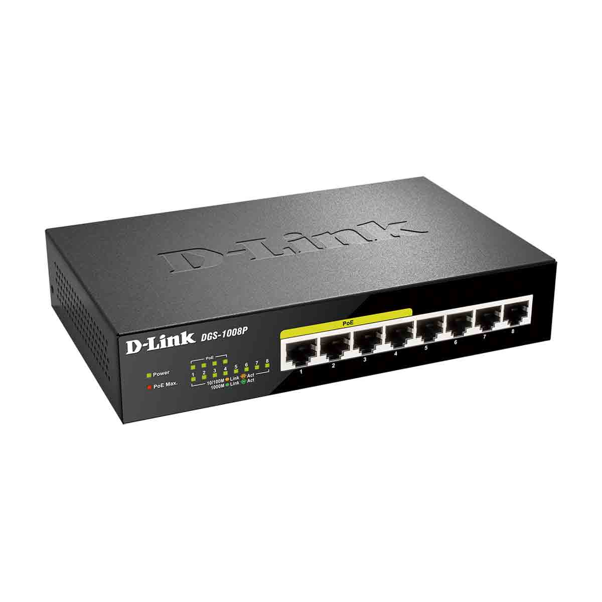 D-Link DGS-1008P/E network switch Unmanaged L2 Power over Ethernet (PoE) Black