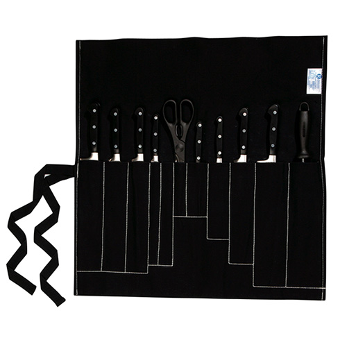 Dexam Black Canvas Knife Roll Wallet