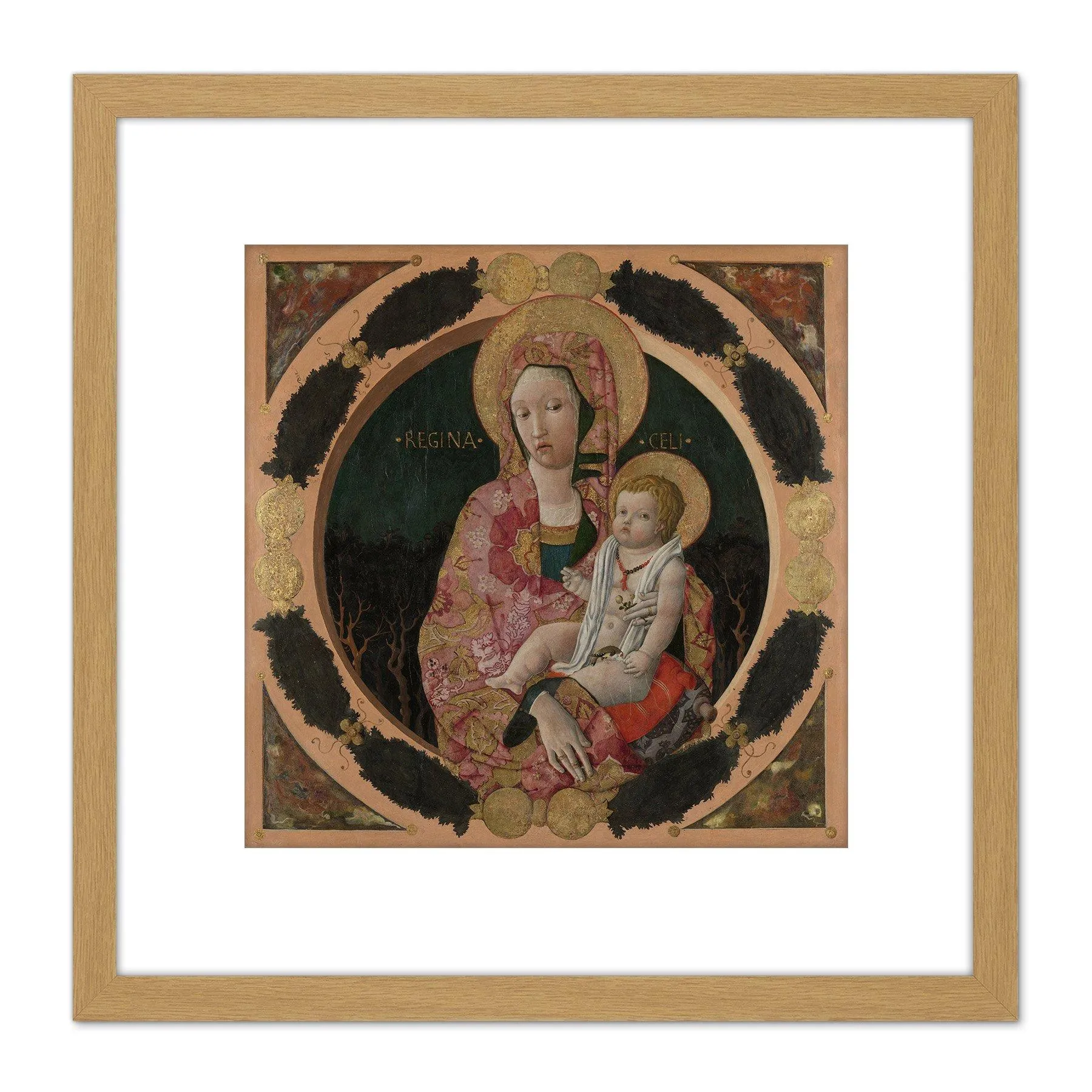 Artery8 Francesco Squarcione Virgin And Child Painting 8X8 Inch Square Wooden Framed Wall Art Print Picture with Mount