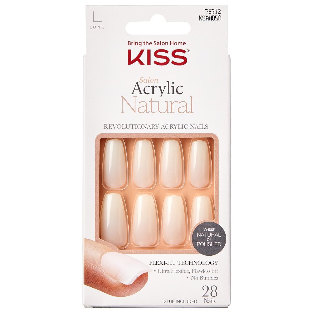 KISS Inc. Natural Acrylic False Nails - Strong Enough (28 Nails & Adhesive 2g)