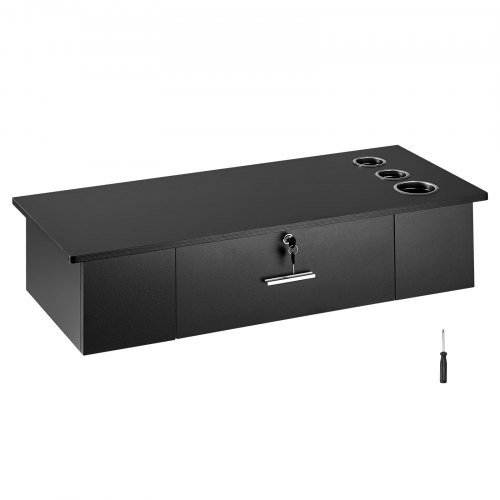  Wall Mount Styling Station, Hair Barber Table with 3 Hair Dryer Holders, One Lockable Drawer, Beauty Salon Equipment for SPA, Barber Shop, Home