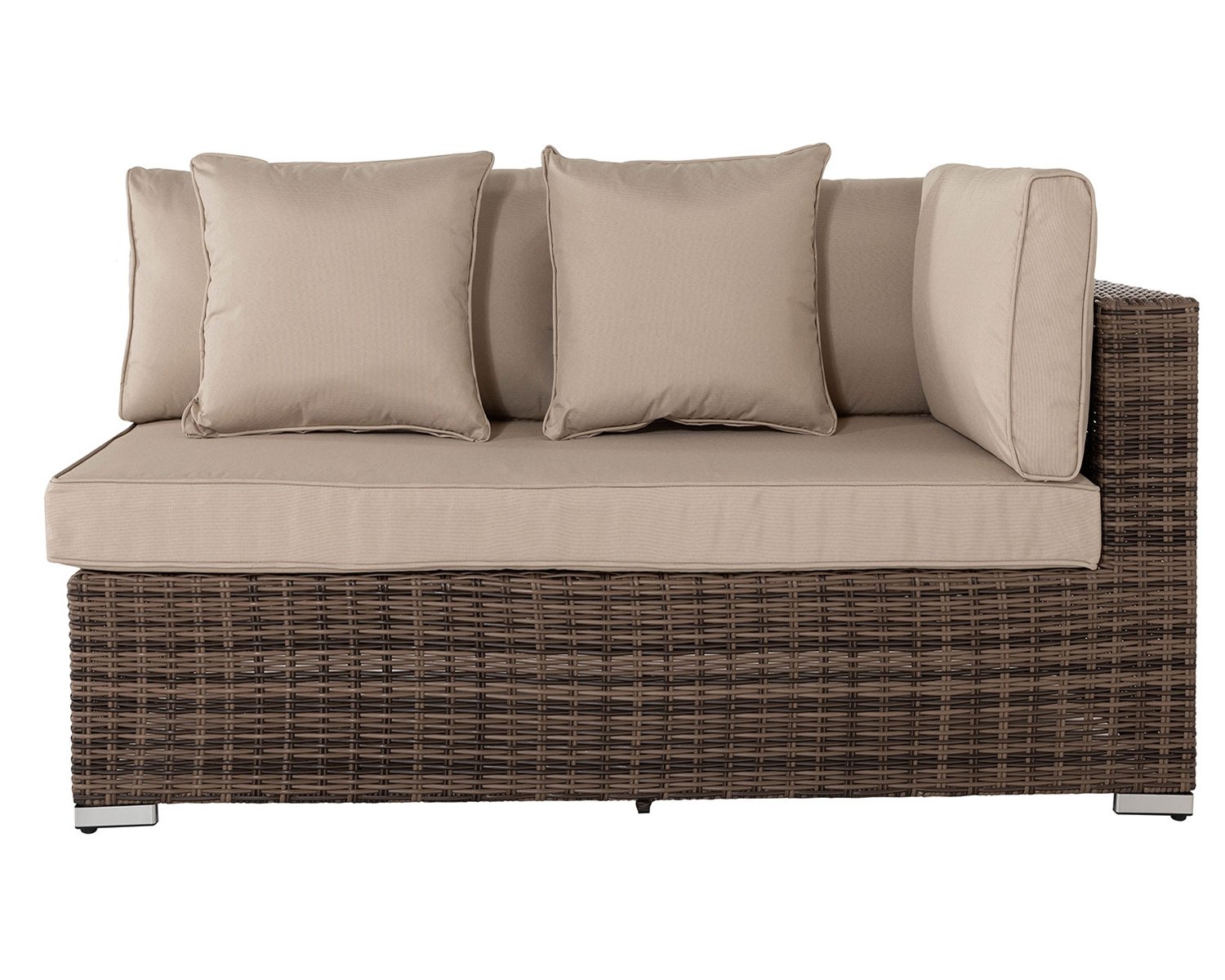 Monaco Rectangular Left As You Sit Rattan Garden Sofa in Premium Truffle Brown & Champagne - Premium Weave