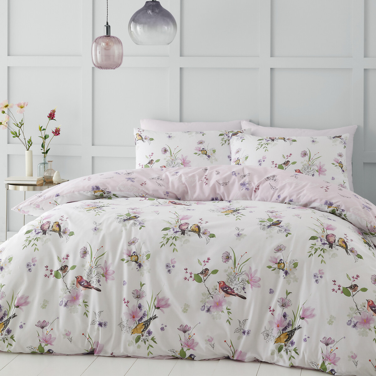 Catherine Lansfield 'Songbird' Duvet Set|Size: Double|pink