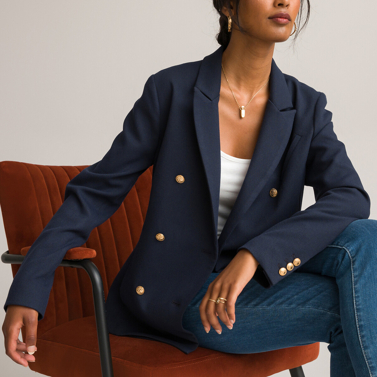 Anne Weyburn Fitted Double-breasted Blazer