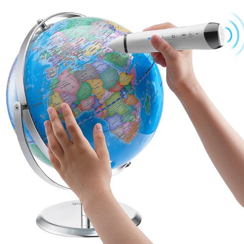  Talking World Globe, 9 in/228.6 mm, Interactive Globe for Kids Early Learning Teaching, Educational Globe with Smart Talking Pen LED Night Light