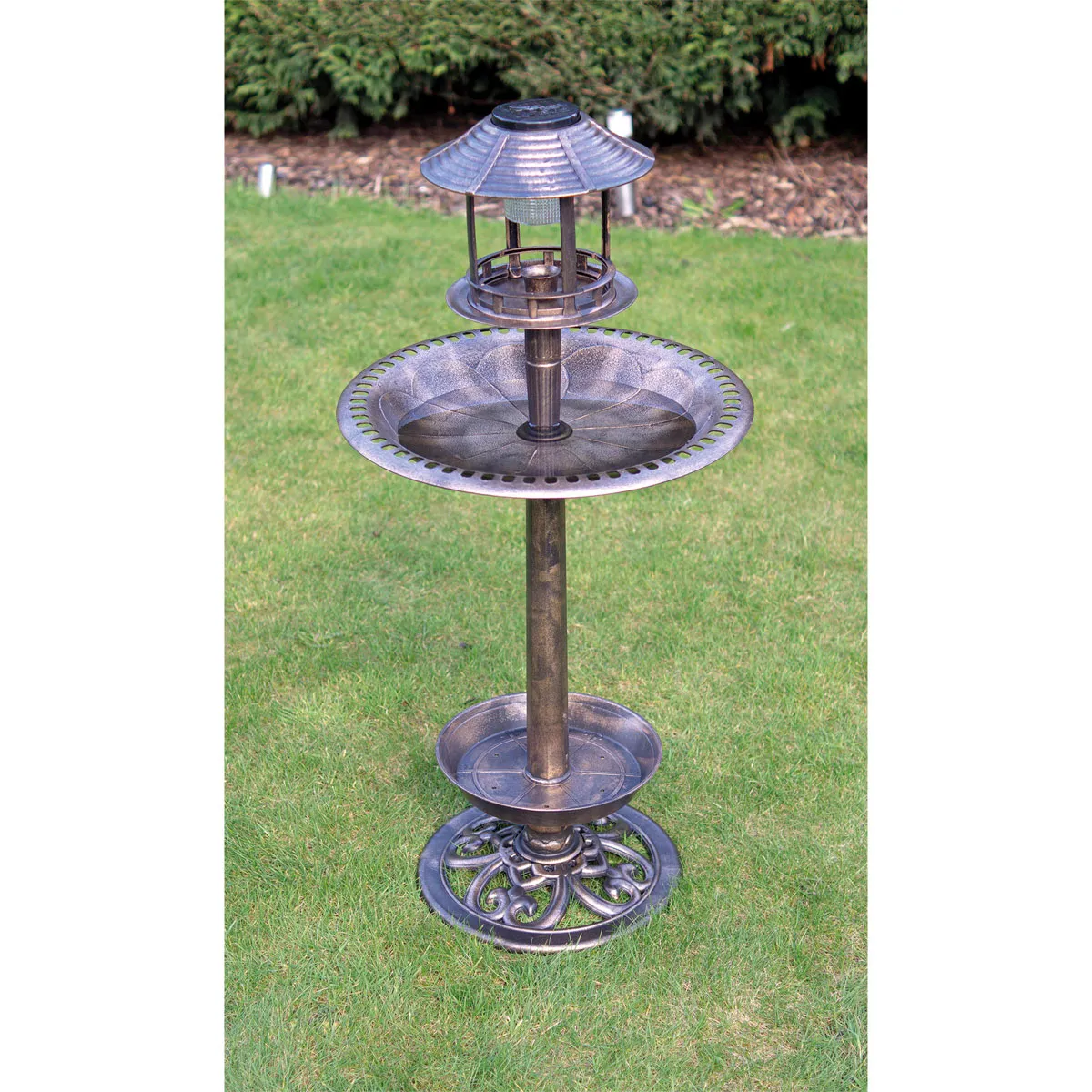 St Helens Bronze Solar Bird Bath & Feeder