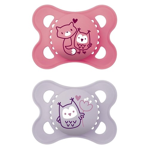 MAM Pure Original 2-5M Soother 2pk - Girl - Pink