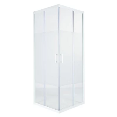 Cooke & Lewis Onega Frosted Universal Square Shower Enclosure With Corner Entry Double Sliding Door (W)76Cm (D)76Cm