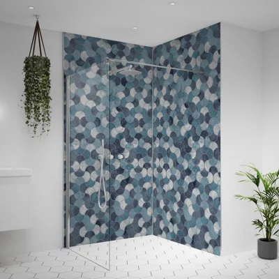Splashwall Alloy Matt Blue Scallop Aluminium Bathroom & Wet Room Decorative Panel (H)2440mm (W)1220mm