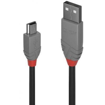 LINDY 2m USB 2.0 Type A to Mini-B Cable, Anthra Line