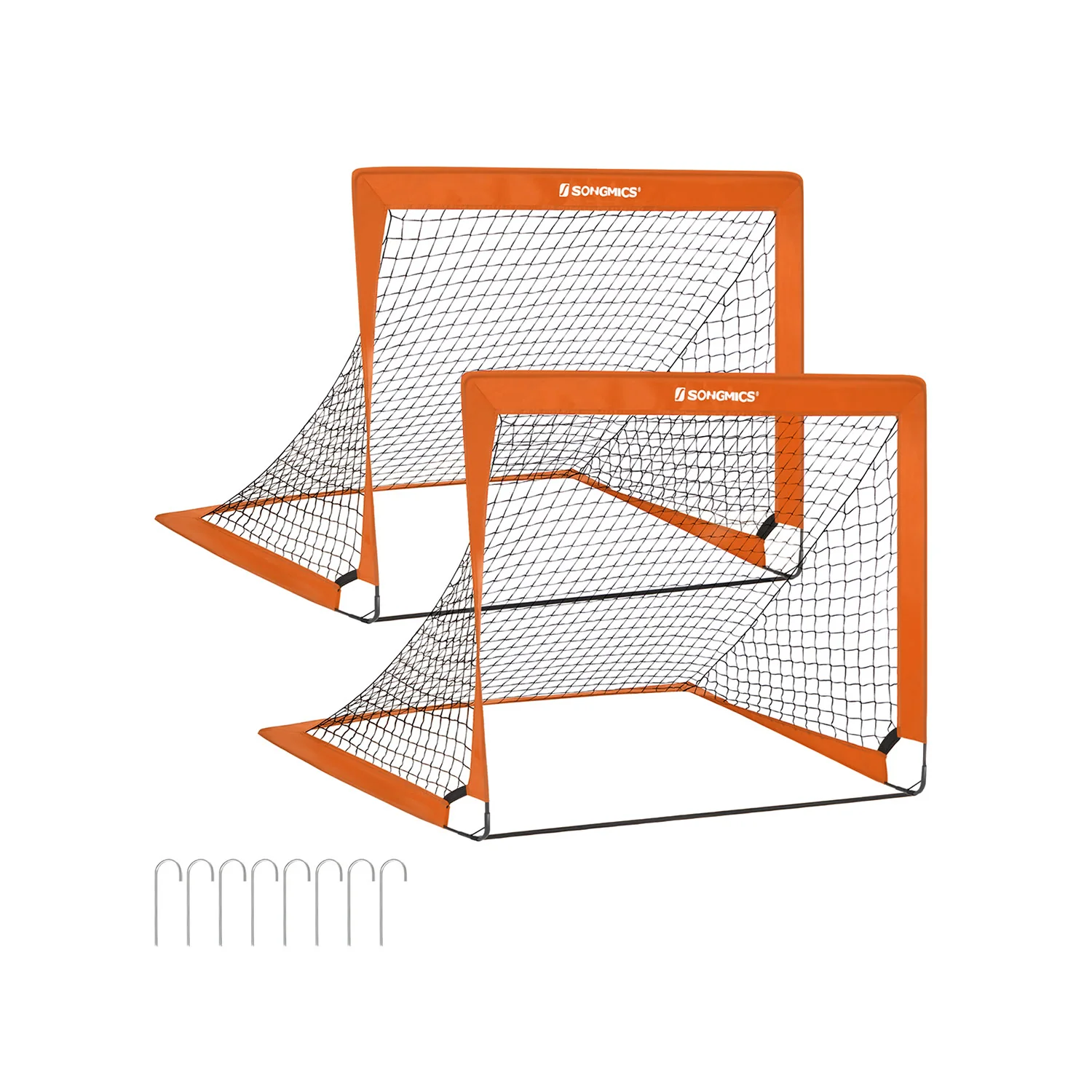 SONGMICS Set Of 2 Children's Football Goals Orange
